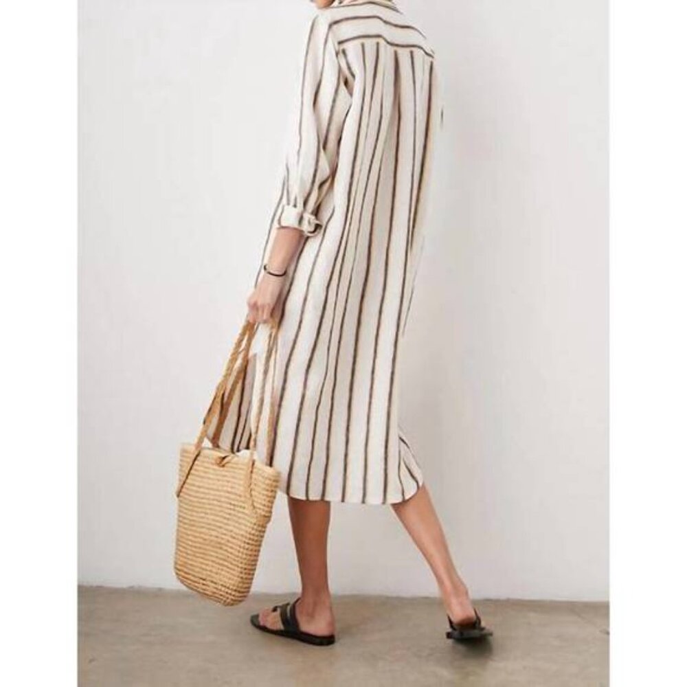 RAILS Linen Dress Hermosa Stripe Linen Large - Picture 3 of 8